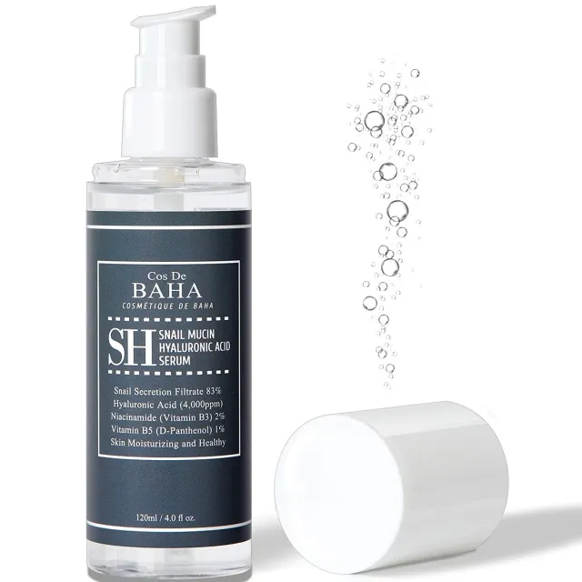 COS DE BAHA 83% Snail Repair Intensive Facial Serum 4oz + Vitamin B3 2% + B5 - Morning Recovery + Remedy Skin Repair + Helps to Repair Damaged Tissue + Protects Skin from Free Radicals, 4oz (120ml)